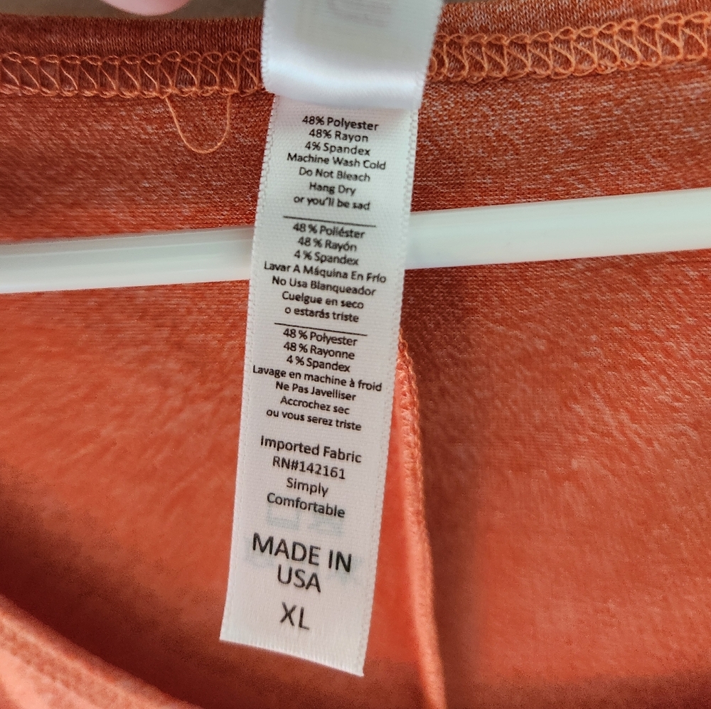 LuLaRoe XL Perfect tee, heathered orange/melon Flattering Spring Color Easter - Picture 4 of 5
